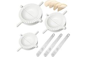KIUIOM Knödelmacher, Wonton-Form, Dumpling Maker, 3PCS 10 cm 8 cm 7 cm mit 3 Fleischspatel Ravioli Former Teigtaschenformer Knödel Maker Dumpling Cutter Maultaschenformer Knödelform