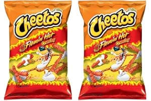American Flamin Hot Crunchy 8oz - 226g - (Pack of 2) - Original American Corn chips - Party Snack - Extreme Hot Challenge - BIG PACK - BY BLISSIFY