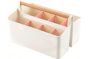 CUSROS Panier à marqueurs, porte-marqueurs portable avec poignée, stylo, crayon, cahier, lunettes, agrafeuse, organiseur de papeterie avec compartiments amovibles, pinceaux de maquillage, boîte de