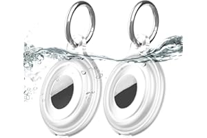 LUVADEYO 2 paquetes IPX8 Waterproof AirTag Keychain Holder Case, Lightweight , Antiarañazos, fácil instalación, Soft Full-Body Shockproof Air Tag Holder for Luggage,Keys, Dog Collar-Clear, transparente, M