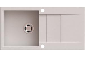 KOBALZ KITCHEN Axigran Waterfall 40 Granite Sink, Kitchen Sink, Built-in Sink, 860 x 435 mm Sink (Caffe Latte)