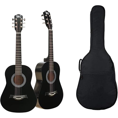 BLUEBERRY VIP-340, Acoustic Guitar Kit With Bag, Belt, String Set and 2 Picks - 34 Inch (Black)