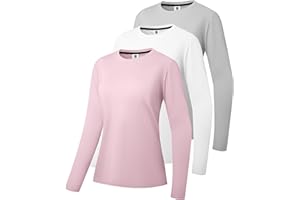 HOLURE 3 Pack or 5 Pack Women's Cotton Long Sleeve T-Shirts Crew-Neck Shirt Classic-Fit Shirt Soft Breathable Casual Tee Fashion Basic Tops