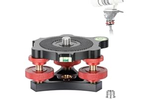 Koolehaoda Leveler Base de nivellement avec Niveau à Bulle et vis 3/8", 3 Cadrans avec réglage de précision +/-5 degrés, Construction en Alliage d'aluminium pour trépied d'appareil Photo