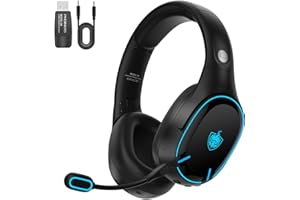 YOTMS Cascos Gaming Inalambricos, Gaming Headset con Micrófono Extraíble 2.4GHz Wireless+Bluetooth+3.5mm Auriculares con Cable para Juegos, Duración 30H para PS4 PS5 PC Switch Laptop (Negro)