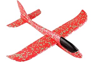 Detull Foam Glider Plane, Throwing Foam Airplane Toy, Large Glider Planes for Kids, Manual Throwing Aeroplane Toys, Children Aircraft Glider Toy for 3-12 Years Old Kids Birthday Gifts (Red)