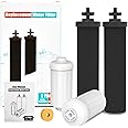 Gunneran Berkey Gravity Water Filter Replacement, 4 Pack (2 Activated Carbon + 2 Fluoride Filters, Compatible with Berkey Purifiers)