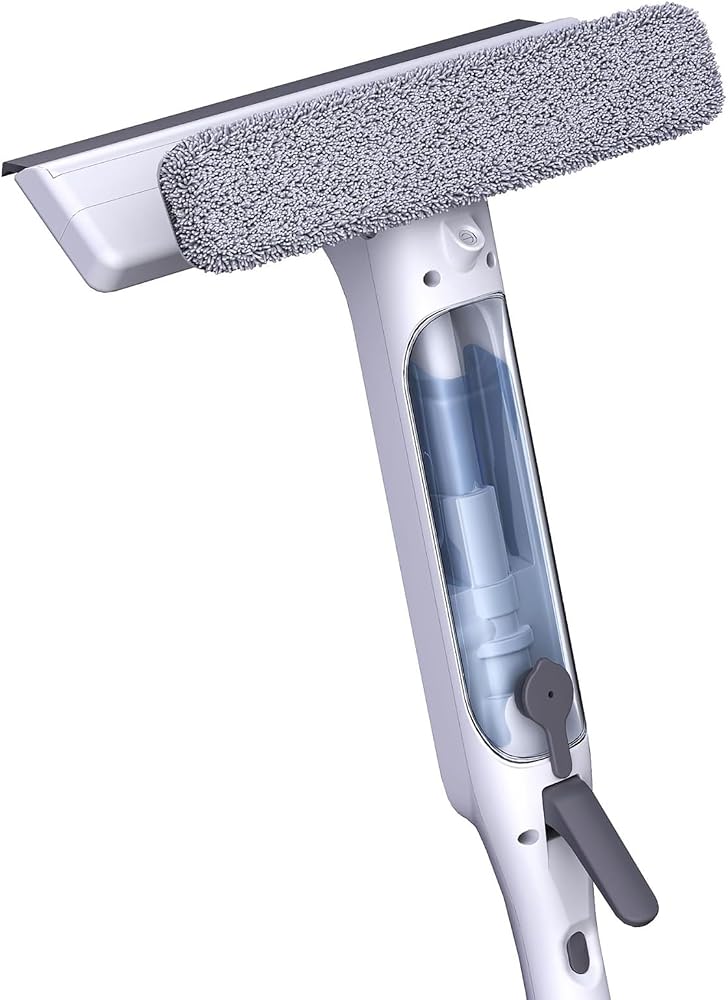 FLORA Spreyli Temiz Su Hazneli ve Kirli Su Hazneli Mikrofiber Cam Silme Mopu, Netsil Sprey Mop max 150 cm. Alüminyum Teleskopik Saplı Cam Temizleme Seti F420, Çok Fonksiyonlu Temizlik Aparatı