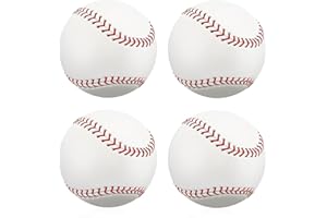 Tizanfenor 4 Pack BaseBall Standard Hard Leather 9 Inch, Training Sports Practice Rubber Leather Baseball for Outdoor Games Youth And Adult