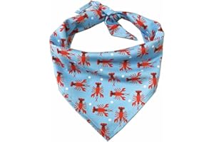 SHTGOI 2 Stück Hundehalstuch Sommer Haustier Dreieck Bandanas Blau Lätzchen mit Hummer Muster Verstellbar Dreieckstuch Kopftücher Hunde Schal für Katzen Hunde mit Halsumfang von 20-46 cm 8#