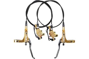 ThinkTop Bike 4 Piston Hydraulic Disc Brake, CNC Machining MTB Bicycle Oil Pressure 4 Piston Driving Brake Caliper, Left (Front) 800/Right (Rear) 1400mm