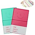 2 Pcs Mini Notebook, Mini Diary 2 Colors Pocket Notebook Small Memo Pads Travel Notepads with Elastic Closure and Imitation-Leather Cover for- 100 Pages （5 * 3.15inch）