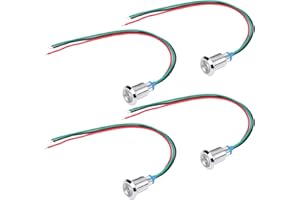 YWBL-WH Okrągłe Diody LED z Okablowaniem, 4 Zestawy Lampka Kontrolna LED 10 Mm 12 V do 24 V Podwójne Kolory Wspólna Katoda Wstępnie Okablowana Lampka Kontrolna LED (reg, Domowe żarówki LED (czerwony zielony)