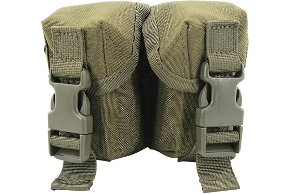 Pochette pour Grenades Double, Pouch Flashbang étanche, étui Grenade Flash Réglable en Nylon 1000D avec Clips de Boucle Portables (4,8cm de Diamètre)
