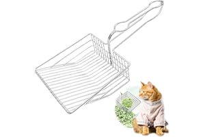 DEAUTIE Paletta Metallo Lettiera Gatto, Pala per Gatti in Acciaio Inossidabile, Pala Profonda per Setaccio Rapido con Impugnatura Curva Confortevole, Setaccio Vuoto per Animali Domestici