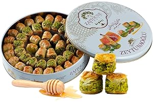 Zaitoune Pistachio Kol W Shkor Honey Baklava - 500 g | Traditional Recipe | Luxury Arabic Dessert with Authentic Flavours in Beautiful Reusable Gift Tin | Great Ramadan Sharing Present