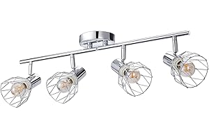 Kimjo Lampada da Soffitto con 4 Faretti Orientabili, Faretti da Soffitto in Metallo E14, Retrò Lampadario Faretti Plafoniera per Salotto Soggiorno Camera Cucina, Lampadina Non Incluse, Max. 40W