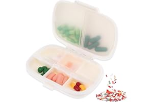 WLLHYF Podróżny organizer na pigułki, 8 przegródek, codzienne przenośne etui na tabletki, małe pudełko na leki, organizer na witaminy, pojemnik na witaminy, do noszenia na świeżym powietrzu, w