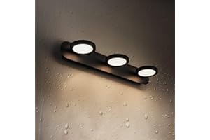 EMKE Lampe de miroir LED 50 cm 3 lampes de miroir 15 W 975 lm Lampe de salle de bain 4000 K Lampe murale pour salle de bain Tête de lampe lumineuse des deux côtés Installation facile (noir)