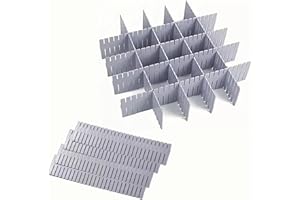 JSF DIY Separadores de Cajones 32.4 x 7 cm, rganizador Cajones PlásticoSeparador de Armario Divisores Cajones de Rejilla Ajustables para Ropa Interior Calcetines Cinturón Suministros de Oficina.(Gris