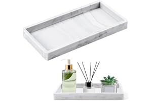NEUTYPECHIC Marble Bathroom Tray, 10 x 20 cm, Silicone Decorative Tray for Bathroom, Washbasin, Kitchen Counter, Toilet Cistern, Decorative Jewellery, Key Tray Bowl, Marble Colour