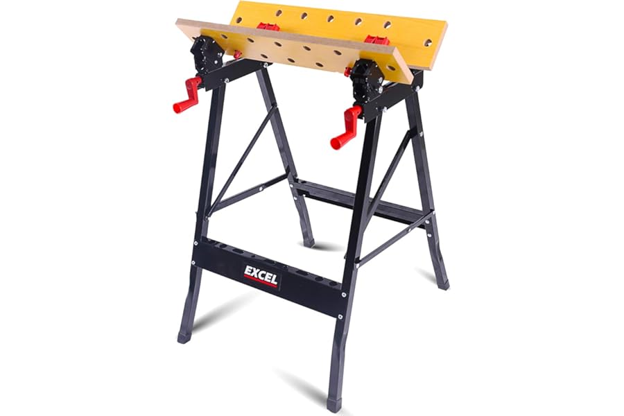 Excel Flip Top Workbench & Foldable Vise with Stand - Portable workbench, Foldable workbench, Versatile, and Durable Work Surface Ideal for Any Project