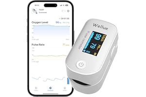 VIATOM Pulsossimetro Bluetooth, misuratore di saturazione di ossigeno, monitoraggio dell'ossigeno, SP O2 e cardiofrequenzimetro, monitor per punta delle dita con app, portatile e leggero con batterie, bianco