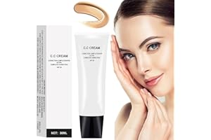 JESSHINY Skin Tone Adjusting CC Cream SPF 43,Cosmetics CC Cream,Colour Correcting Self Adjusting for Mature Skin,All-In-One Face Sunscreen and Foundation,