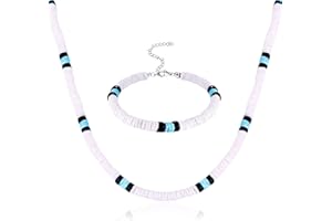 Kakonia Conchiglia Collana per Uomini Puka Sea Shell Collana Surfer e Braccialetto Collare Perline Collare Portapacchi e Braccialetto Gioielleria da Spiaggia Estiva