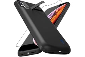 Giabuao Akkuhülle für iPhone X/XS(5.8") 8500 mAh, Schlanke Wiederaufladbare Erweiterte Ladehülle, Tragbare Schützende Telefonhülle mit Akku Power Bank mit Standfuß für iPhone X/XS