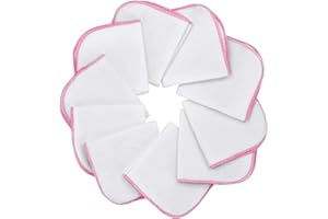 Mias paño de franela bebé - 10 toallas para bebé de franela de molton, blanca-rosa, de algodón, libre de sustancias nocivas/muselina para bebé/toallitas cosméticas/paños multiuso