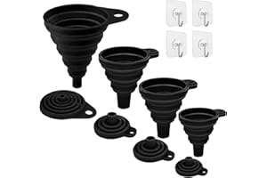 JIEGUANG Entonnoir De Cuisine, 4 Tailles Entonnoirs Pliables En Silicone, Entonnoir En Silicone pour Transfert Liquide Alimentaire (S/M/L/XL)