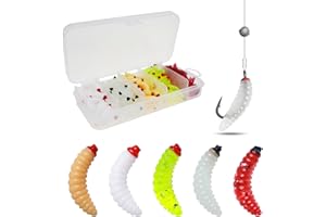 Riceel Künstliche Köder Würmer Fisch, Kunststoff Angeln Köder Kunststoffwürmer Köder für Forelle Crappie Brot Würmer 2cm