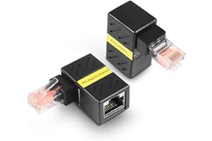 HATMINI 2 adattatori Ethernet a 360 gradi, Gigabit ad angolo di 90 gradi, adattatore di rete LAN Cat5 Cat6, 1000 Mbps RJ45 8P8C, connettore maschio a femmina per computer, laptop, router