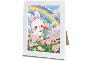 WISHSTAR Diamond Painting Easter 23 * 18cm, 5D Diamond Painting Lapin Kit Complet, diamond-painting Broderie Kit Complet, diamond painting animaux pour Enfants Filles Adultes, Murale de la Maison Easter