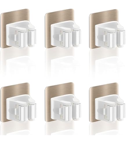 4 Porte-balais Rose Kuli - Support Mural Ajustable, Vis/adhésif, Acier Inoxydable