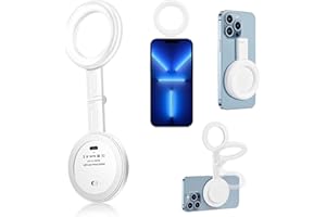 Magnetisches Selfie-Licht für Handy, Banaone Magnetisches Ringlicht, Telefonlicht für TkTok Vlog, Videoleuchte Reversible Verlängerung für Selfie Videokonferenz Streaming Make-Up Vlog (Weiß)