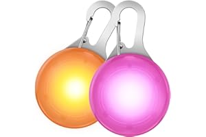 SerDa-Run 2 szt. świecąca obroża dla psa, marka, jasna obroża dla psa, świecąca marka, migająca obroża dla psa z trzema trybami świecenia, zawieszka dla psa (różowa + pomarańczowa)