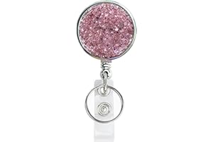 BOUTILON Retractable Badge Holder, Lightweight Plastic Badge Reel Retractable Card Holder with Key Ring Backing Belt Clip for Nurse,Volunteer,Teacher,Student,Office (1 Pack Pink)