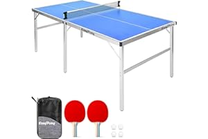 ORIGINAL CUP EasyPong | Blue Ping Pong Table | 182x91cm | Premium Quality | Easy to Carry | Stable | Ideal for Outdoor & Indoor | 2 Rackets + 4 Balls | Table Tennis | 100% Fun