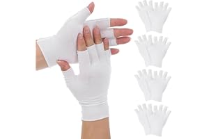 5 par bomullshandskar, neurodermatit, vita fingerlösa handskar, eksem, fukthandskar för torra händer och sömn, pekskärm, spa, hudbehandling