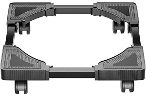 Dillard's Adjustable Metal Washing Machine Trolley Stand, Black, Universal Mobile Base with Anti-Vibration Grips, Wheels for Front Load, Top Load Machines, Fridge, Dishwasher Stand, etc.