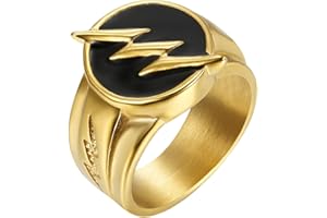 PAURO Mens Stainless Steel Biker Thunder Bolt Signet Party Ring