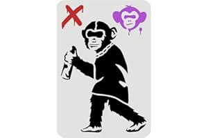 ‎FINGERINSPIRE FINGERINSPIRE Banksy Graffiti Schablone 29.7x21cm Wiederverwendbare Banksy Schimpansen Schablone DIY Handwerk Banksy Dekoration Schablone für die Malerei auf Wand, Holz, Möbel, Stoff und Papier