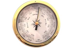 WBMKH Baromètre, station météo, baromètre, 115 mm, 145 mm, boîtier en laiton, baromètre, température, hygromètre, à suspendre au mur, bateau à l'aide d'un baromètre
