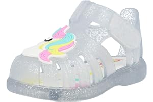 Igor Tobby Unicornio - Sandalias de gelatina de PVC transparente con purpurina
