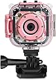 DROGRACE Kids Camera 1080P HD Digital Camera Underwater Waterproof Sports Action Cam Camcorder for Girls Boys Birthday Children First Camera (Pink)