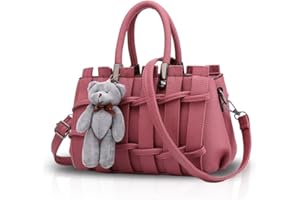 NICOLE & DORIS NICOLE&DORIS Femme Mode Sac à Main Messager Sac Bourse épaule Tote Douce Cuir Rose foncé