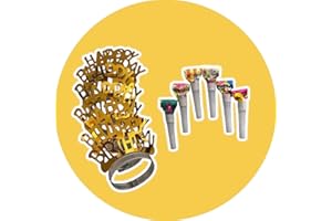 GMM Decorazioni Compleanno, Set 12 Pz Decorazione Compleanno, Cerchietti Happy Birthday e Trombette Sonore Set Decorazioni per Feste di Compleanno per Bambini e Adulti.