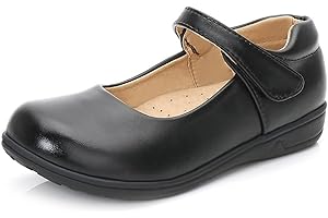 MNSZCN Girls School Shoes Black Mary Janes Flat Shoes School Uniform Shoes for Girls Toddler Comfortable Wedding Casual Shoe